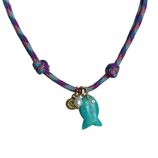 TURQUOISE FISH PARACORD NECKLACE