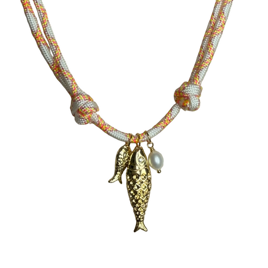 CREAM & ORANGE PARACORD NECKLACE