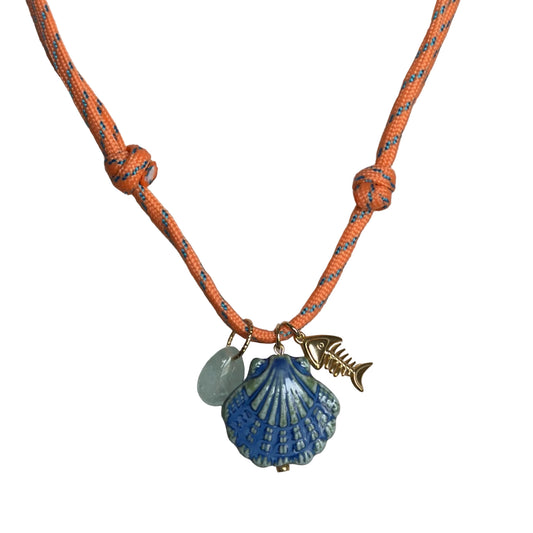BLUE SHELL PARACORD NECKLACE